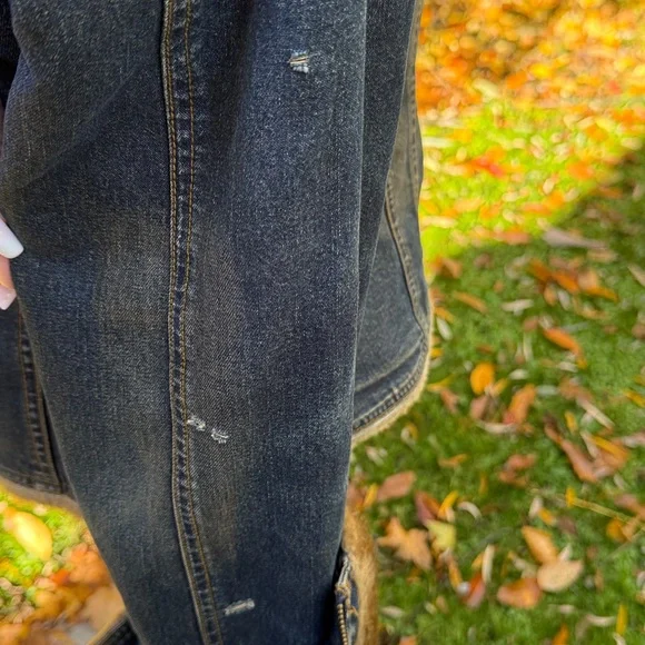 GUESS TRUE VINTAGE 80s RARE FAUX FUR DENIM / JEAN JACKET - L 💙🔥 - Picture 7 of 11